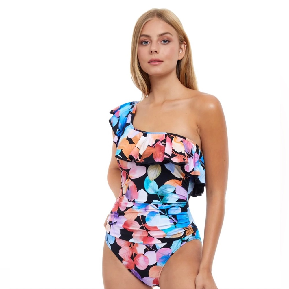 Profile By Gottex Color Rush One Shoulder One Piece Swimsuit Size 12